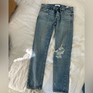 Moussy Distressed Blue Skinny Jeans